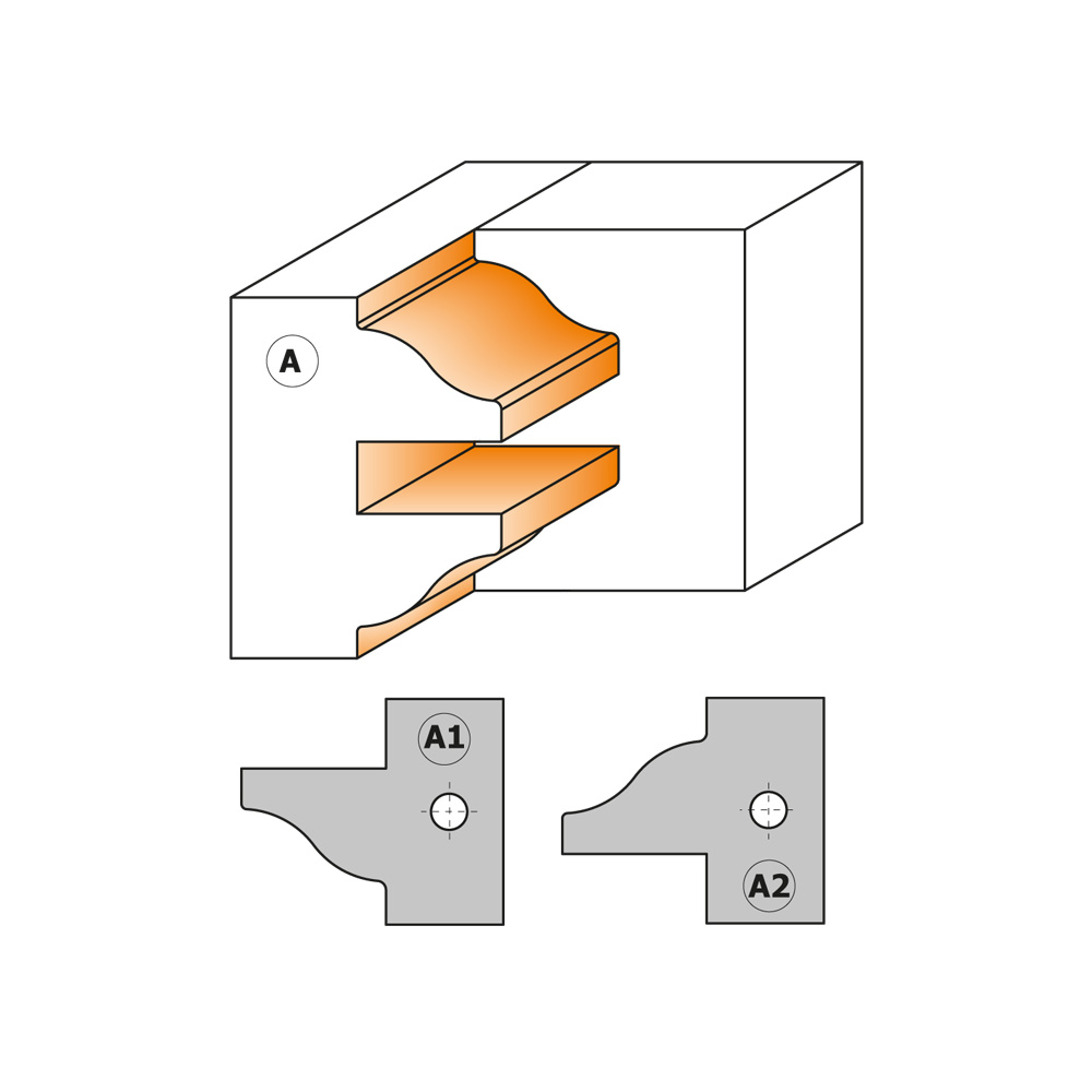 Set di 3 teste portacoltelli per antine e portoncini