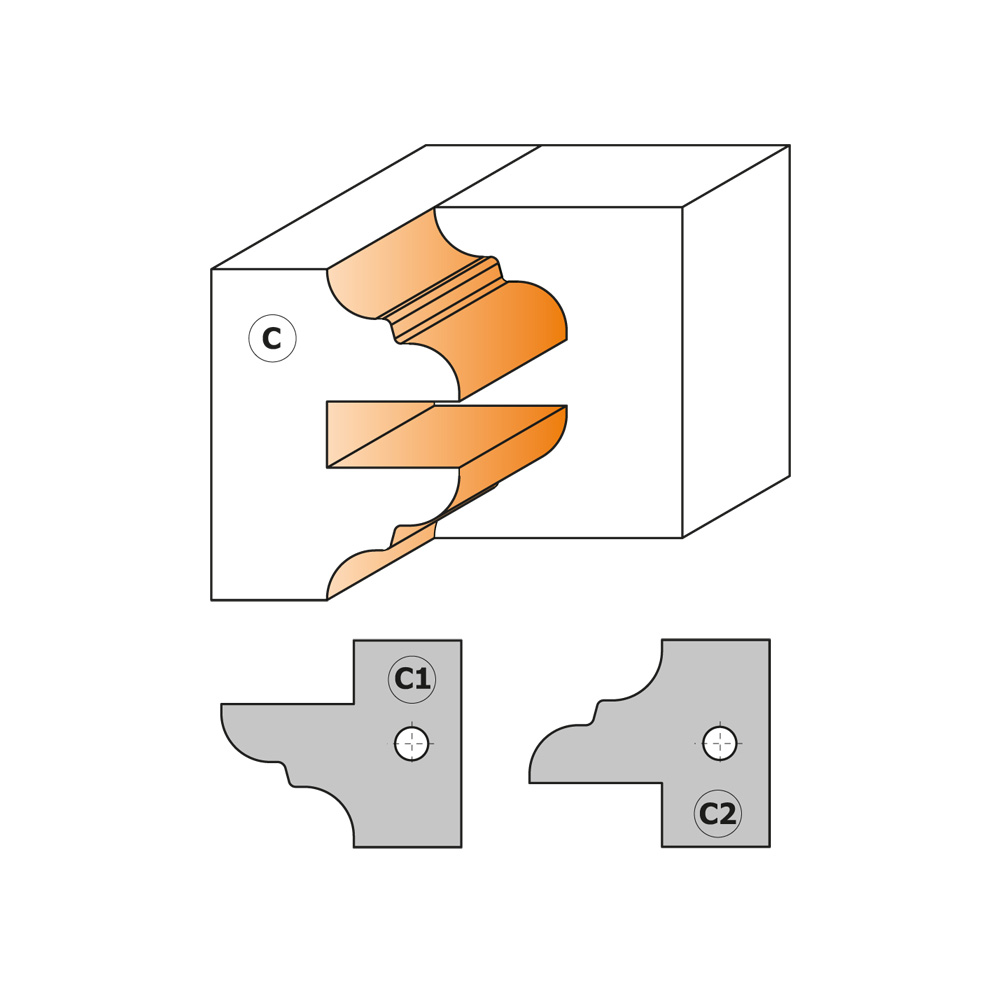 Profile and counter profile cutter head sets