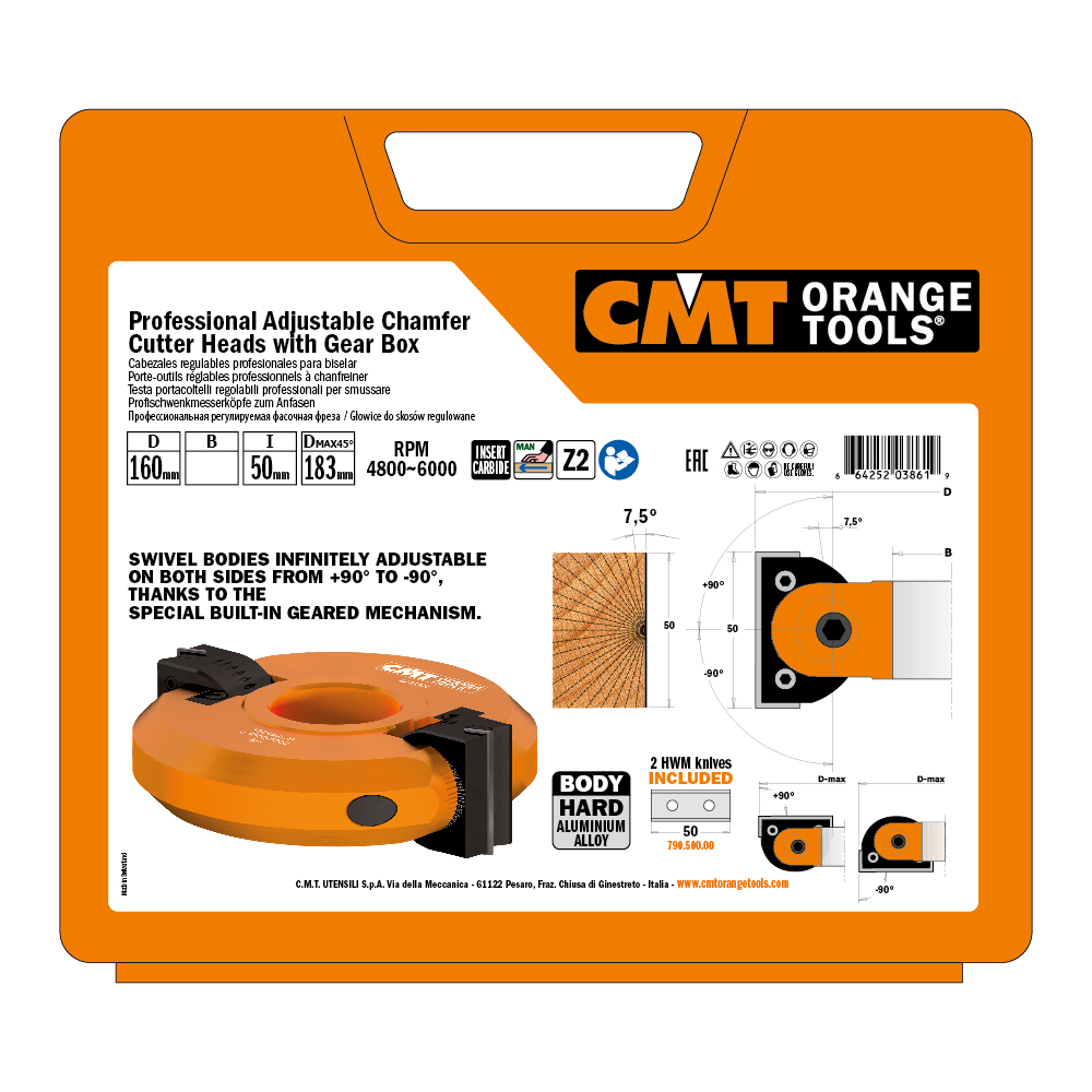 Porte-outils réglables professionnels à chanfreiner ±90°