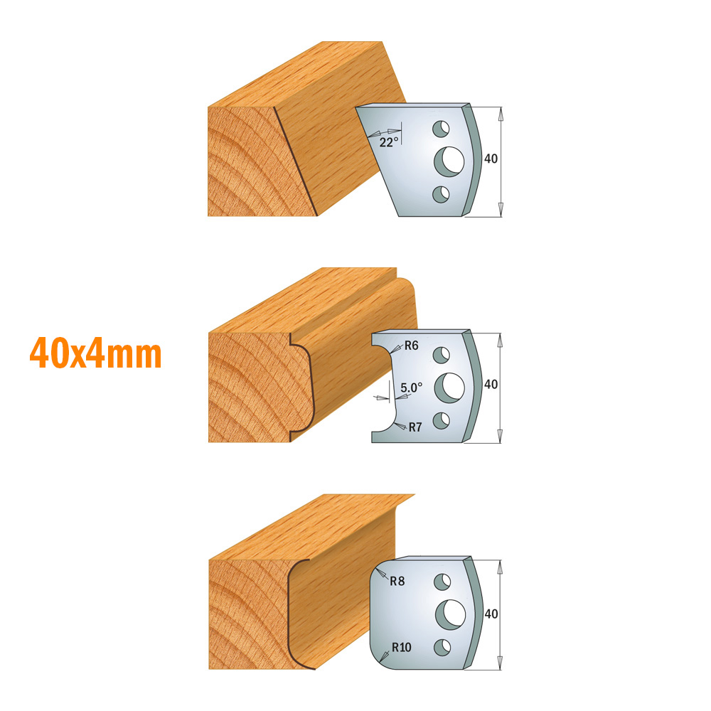 Jeu De 2 Couteaux CMT Orange Tools 690015 - Dimensions 40 X 4 Mm, Acier Allié Pour Usinage