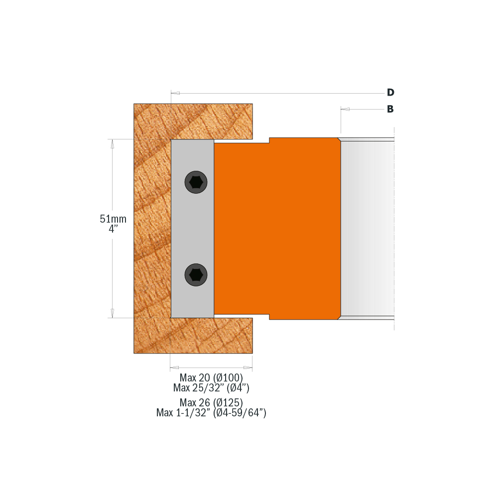 Rabbeting Cutter Head with Shear Angle