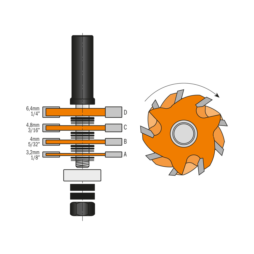 CMT 915.850.11 Fraise à rainurer en V 90° 50,8x25x70 - tige 12 mm