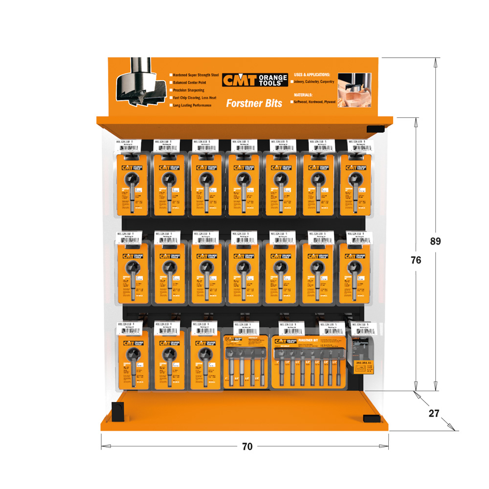 Display cabinets for router bits and Forstner bits