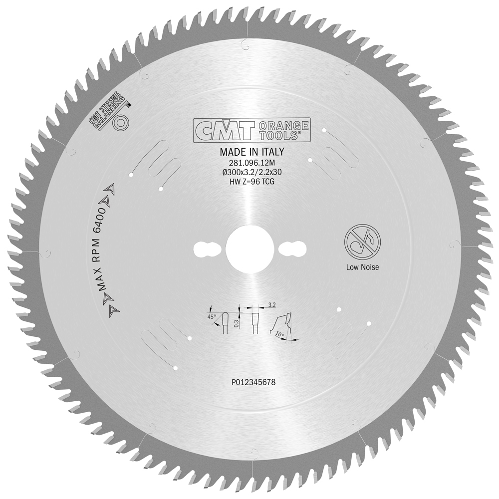 Lames circulaires industrielles pour laminés et agglomérés, angle de coupe positif