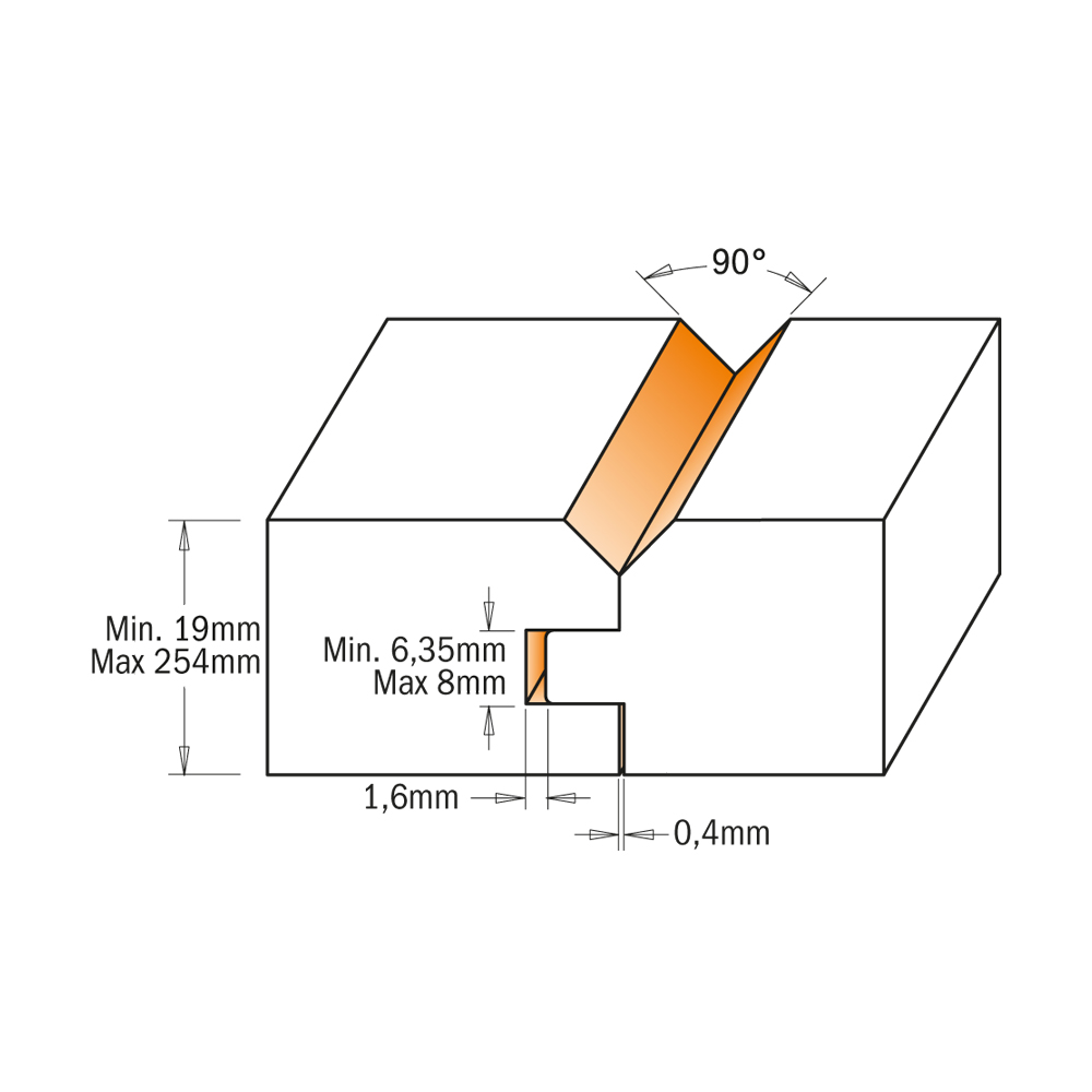 855.510.11 JEU DE FRAISE POUR JOINTS EN ''V'' AVEC ROULEMENT S=12,7  D=40X25,4