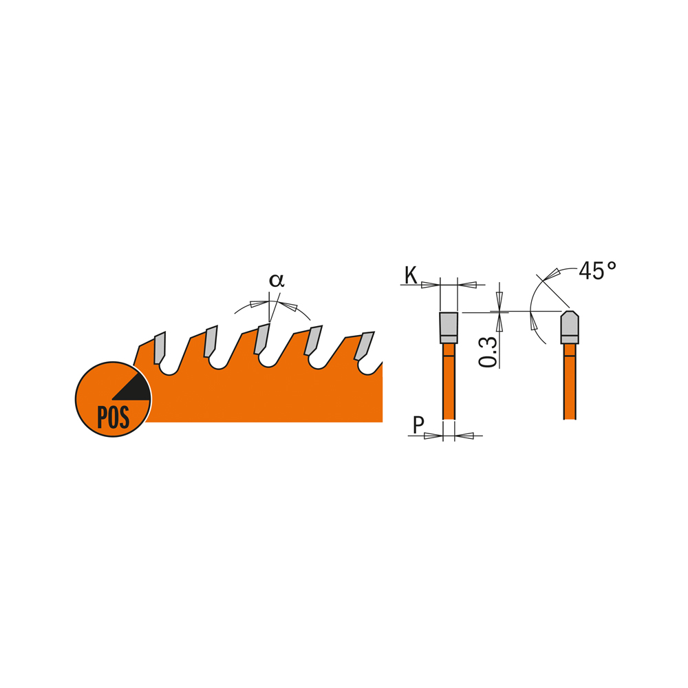 Lame a dente trapezoidale positivo per laminati e truciolari, serie industriale