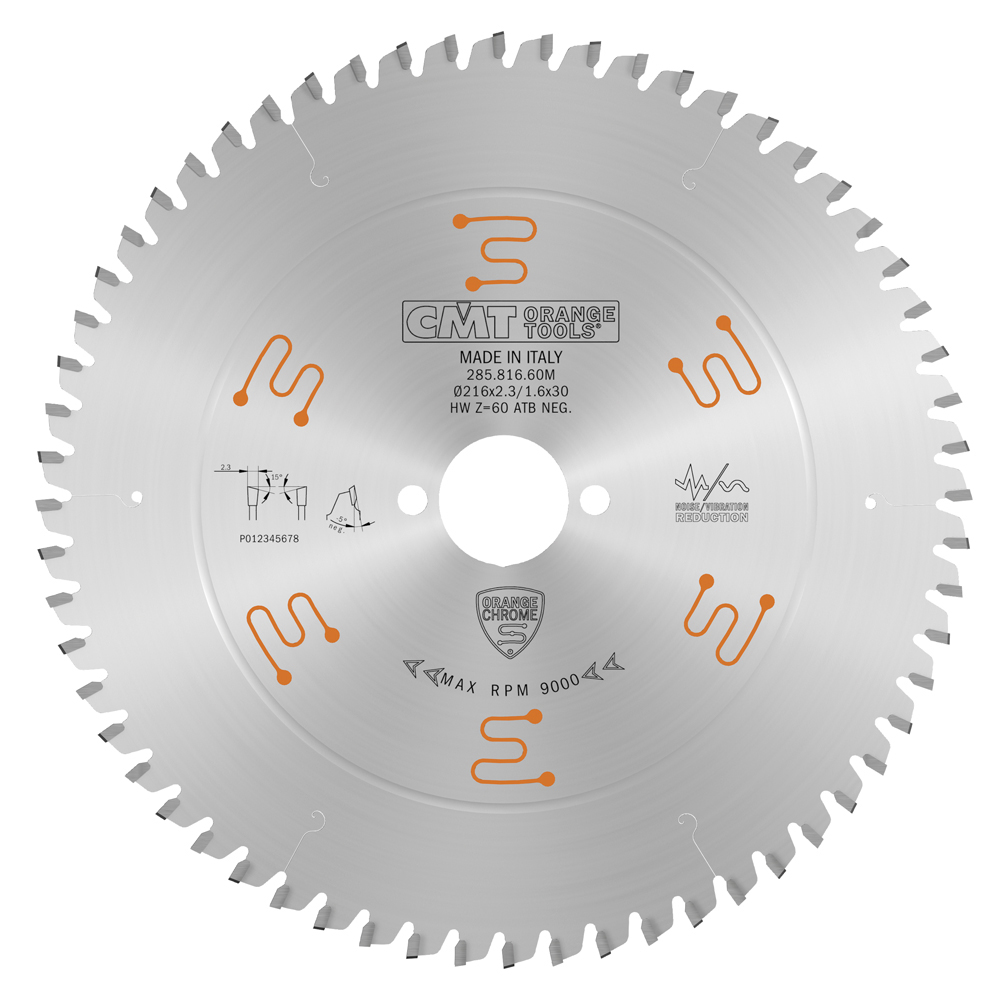 Industrial low noise and chromed saw blades