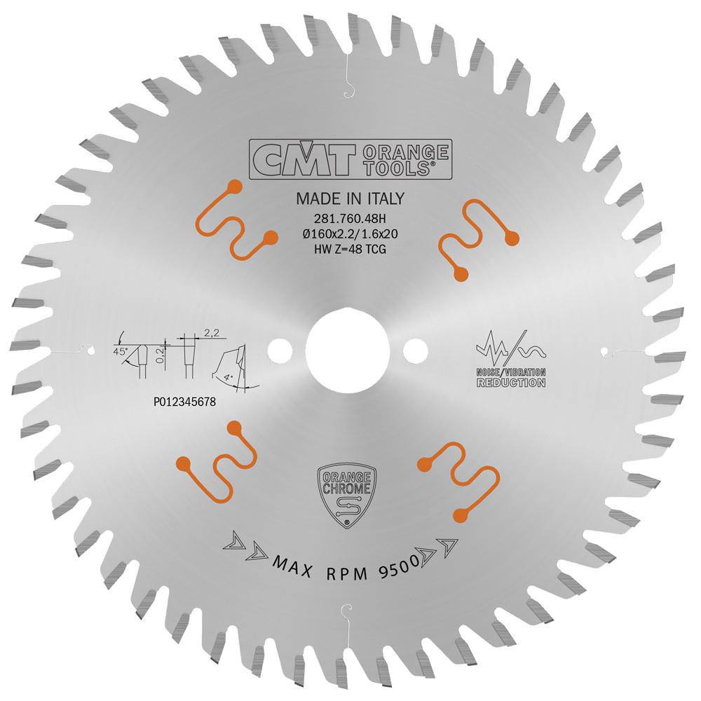 Industrial low noise &amp; chrome coated circular saw blades with TCG grind