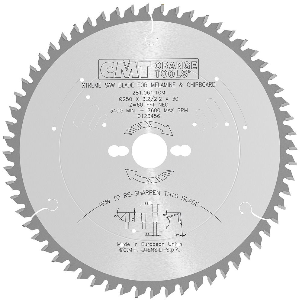 Lames circulaires XTreme pour mélaminés et agglomérés, angle de coupe négatif