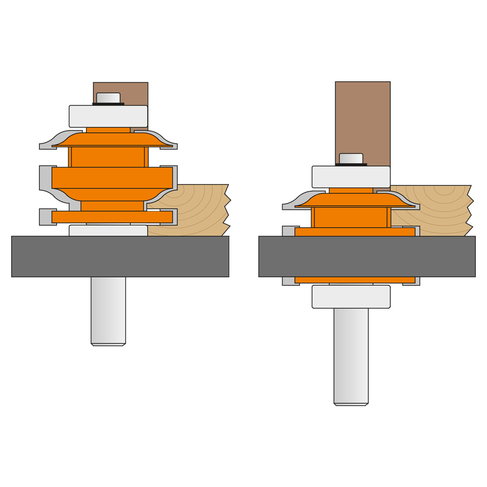 Set di frese per incastri maschio/femmina