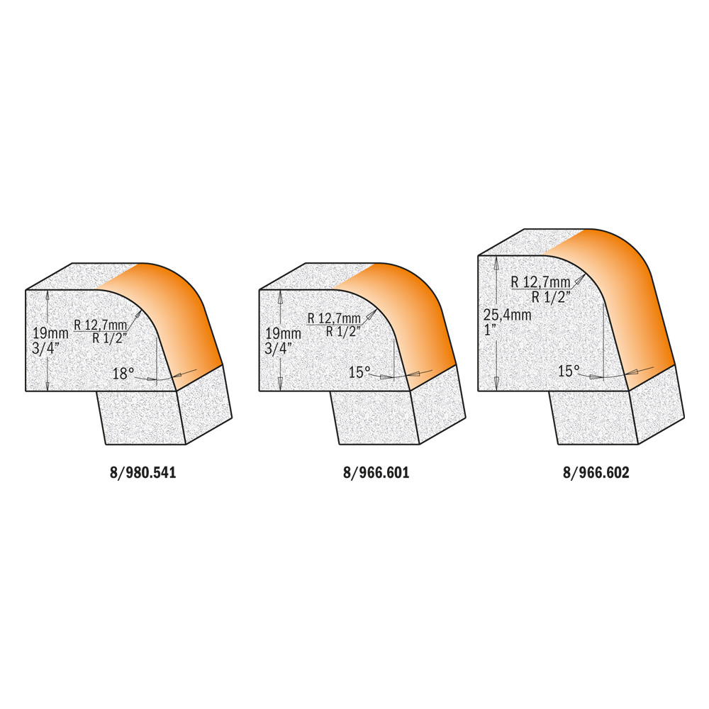 Frese per smussare a raggio concavo per materiali compositi