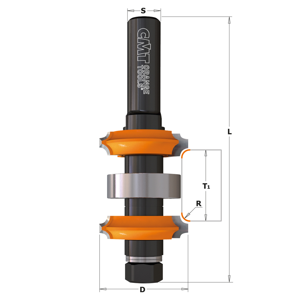 Adjustable double roundover router bits