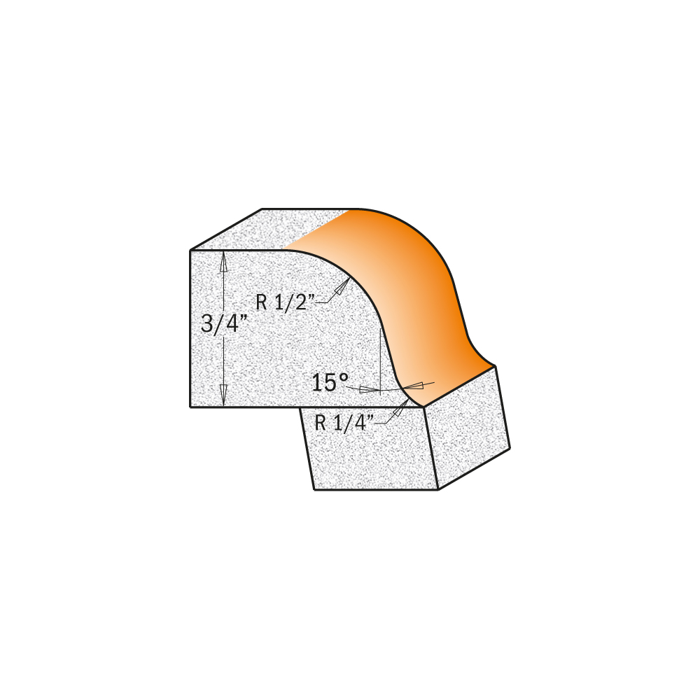 Fraise quart de rond pour matériaux composites