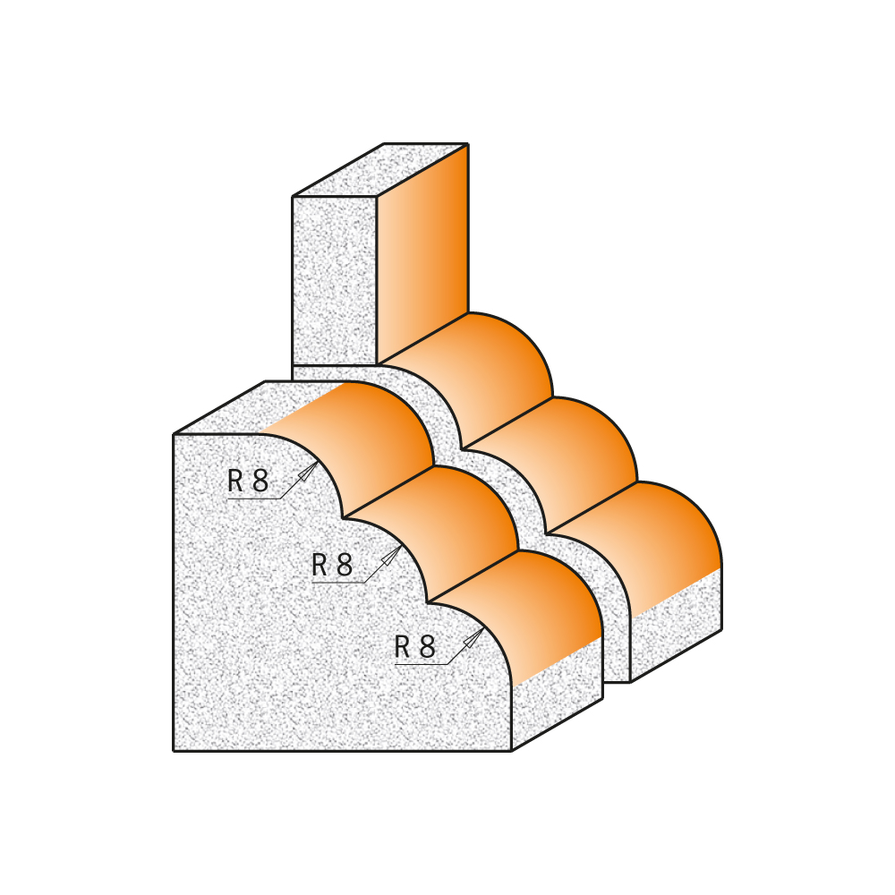 Multiradiusfräser für Mineralwerkstoffe