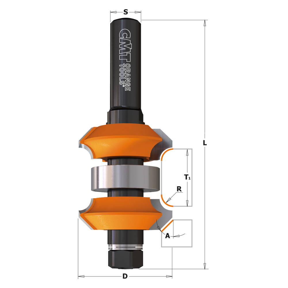 Adjustable roundover &amp; bevel router bits