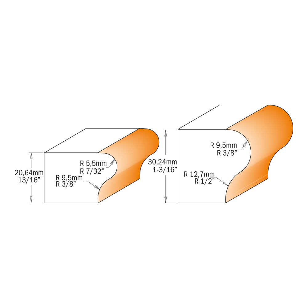 Window sill &amp; finger pull router bits