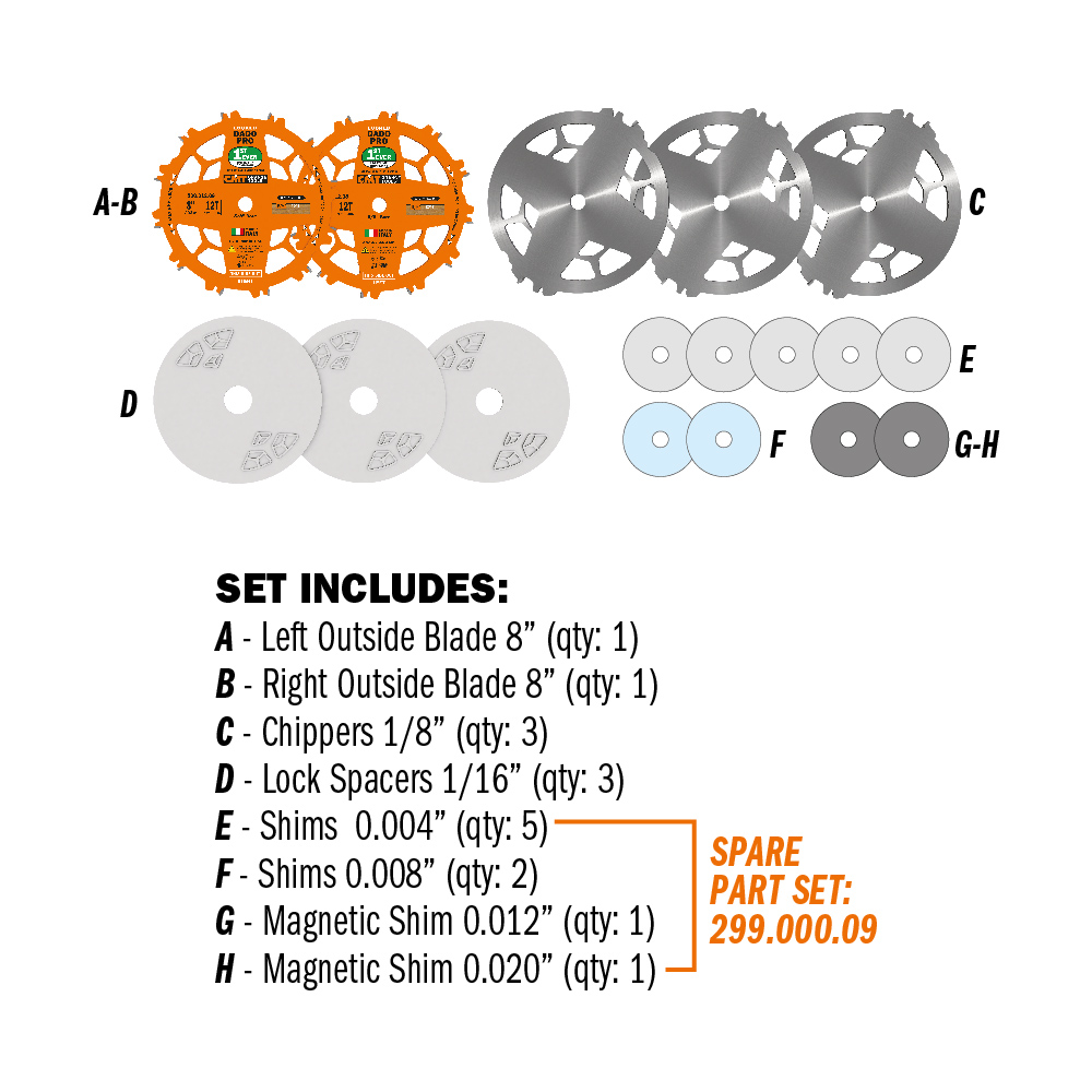 Magnetic dado store shim set