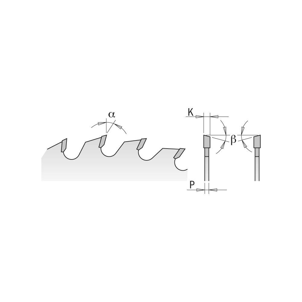 Lames circulaires industrielles, coupe transversale