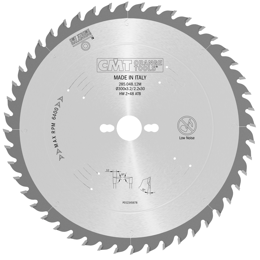 Lames circulaires industrielles, coupe transversale