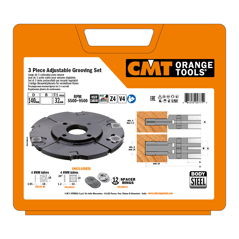 Adjustable Grooving  Cutter Head Set (3 pcs.)