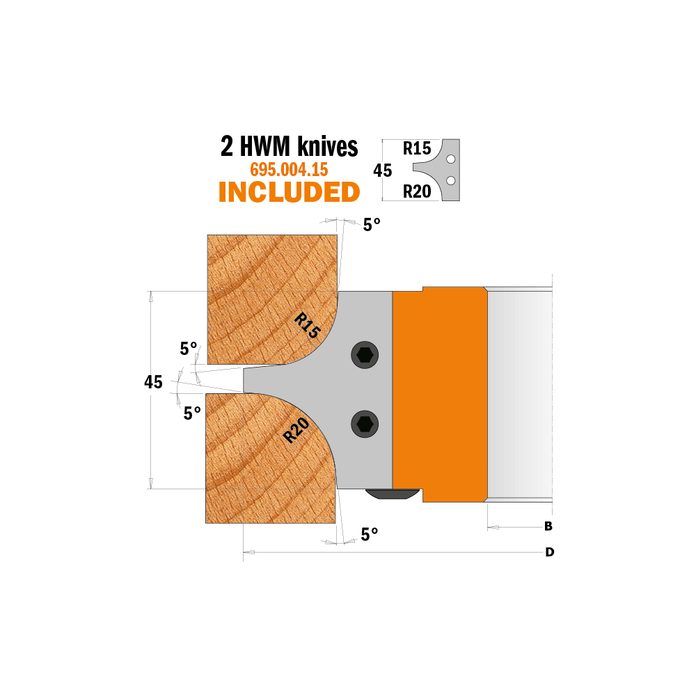 Porte-outils pour quart de rond