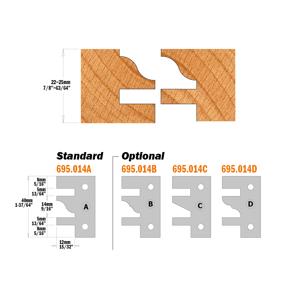 One piece rail &amp; stile cutter heads