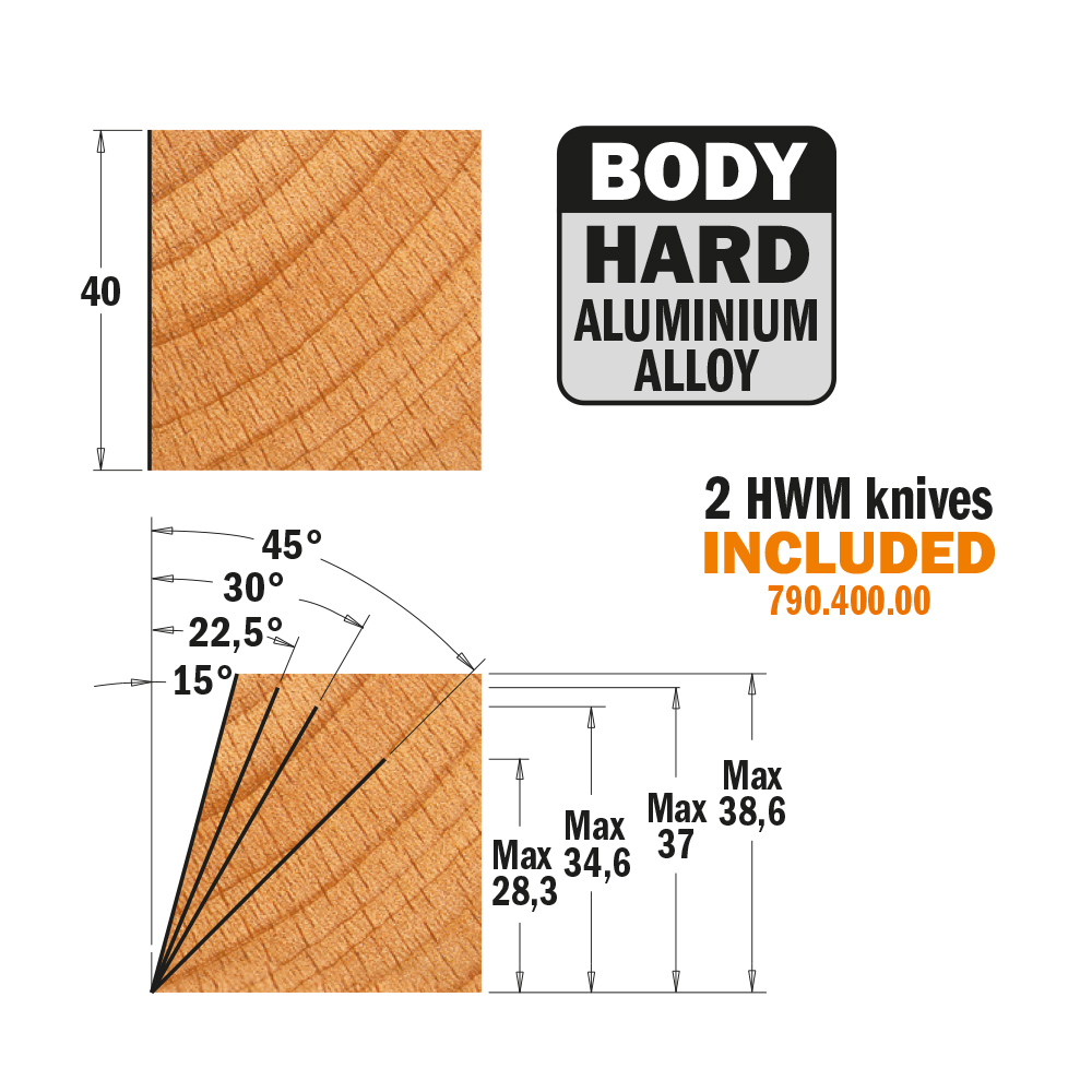 Porte-outils réglables à chanfreiner ±45°