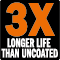 3X LONGER LIFE THAN UNCOATED