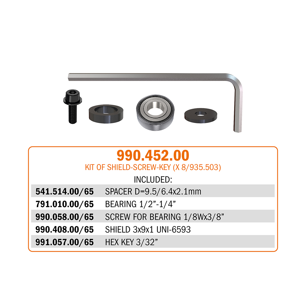 990.4 - Kit mit Beilagscheiben, Schrauben, Schlüsseln und Distanzringen