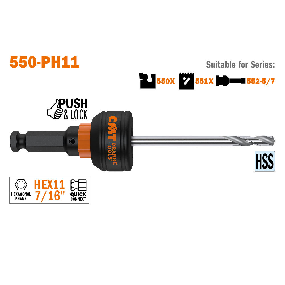 550-PH Schaft und Zentrierbohrer PUSH&amp;LOCK