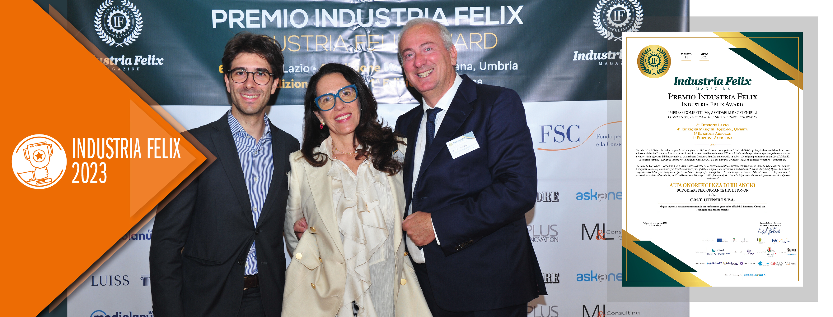 A C.M.T. l&#39;Alta Onorificenza di Bilancio del Premio Industria Felix 2023