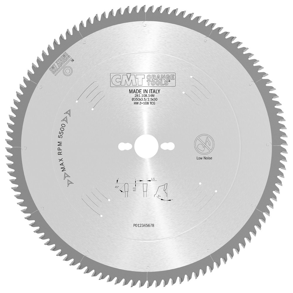 Lames circulaires industrielles pour laminés et agglomérés, angle de coupe positif