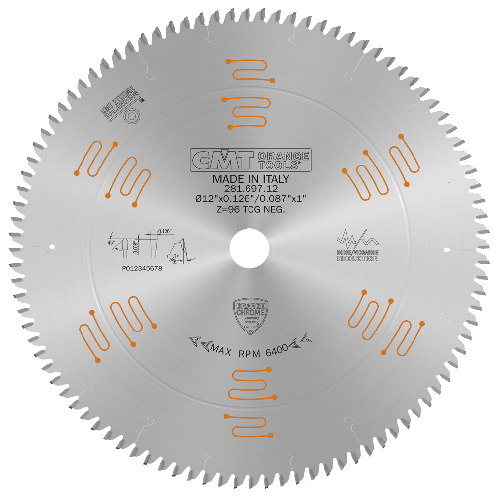 Lames circulaires pour mélaminés et agglomérés, Orange Chrome