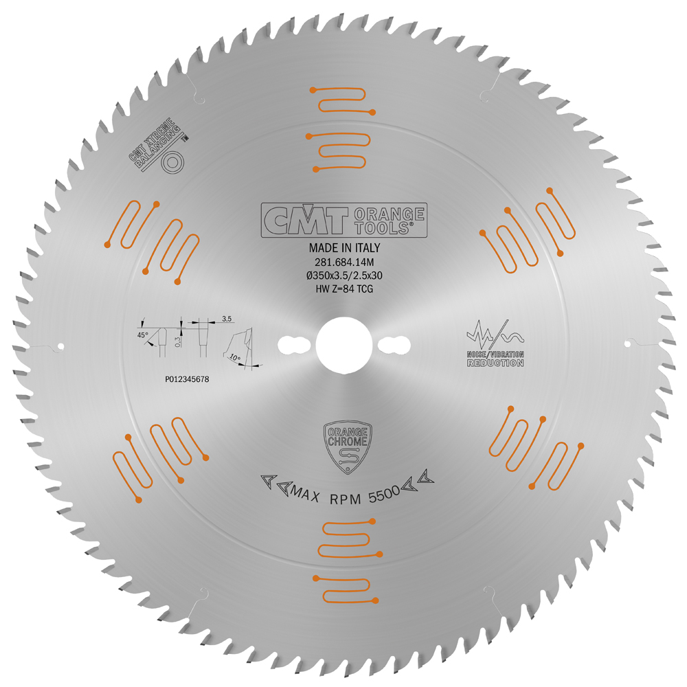 Industrial low noise &amp; chrome coated circular saw blades with TCG grind