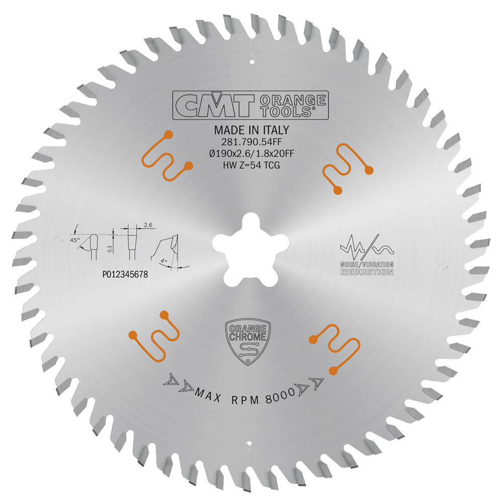 Industrial low noise &amp; chrome coated circular saw blades with TCG grind