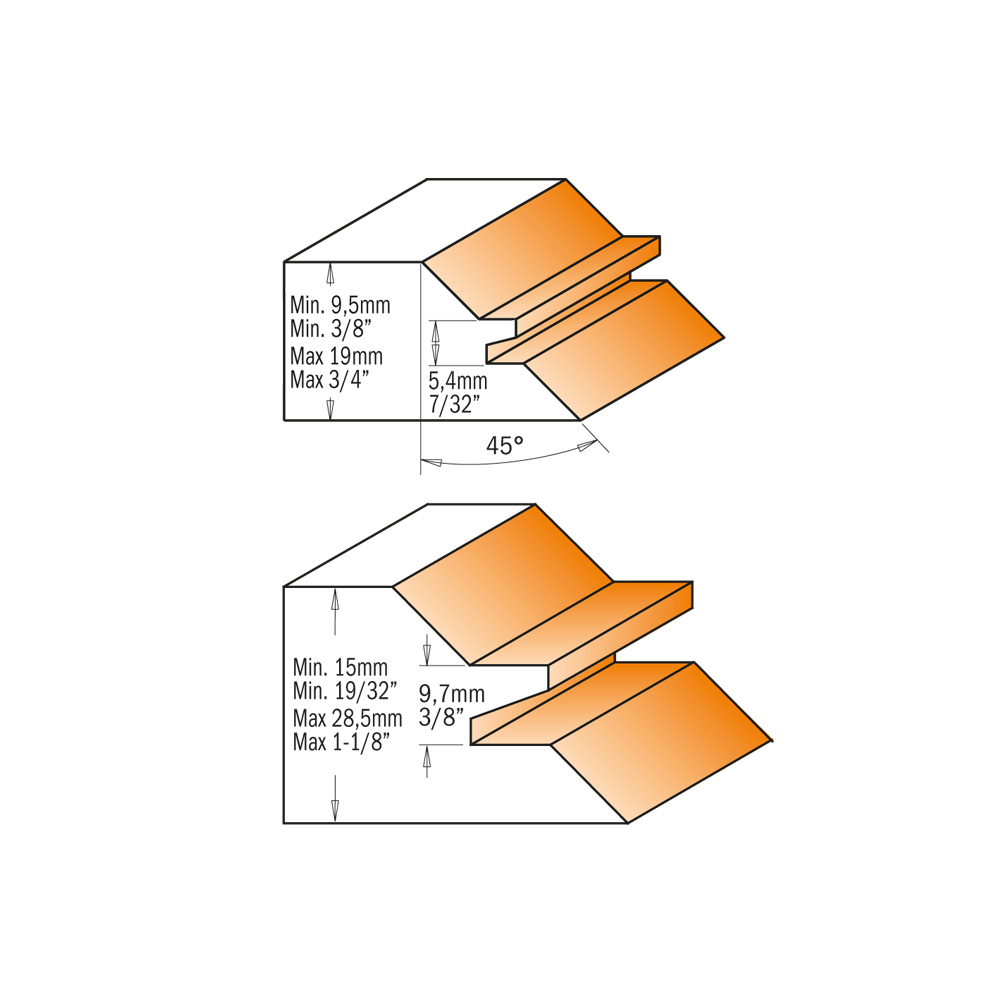 Lock miter router bits