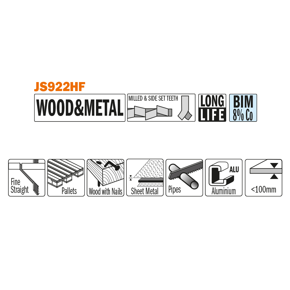 Sabre saw for wood with nails, sheet metal, aluminium profiles