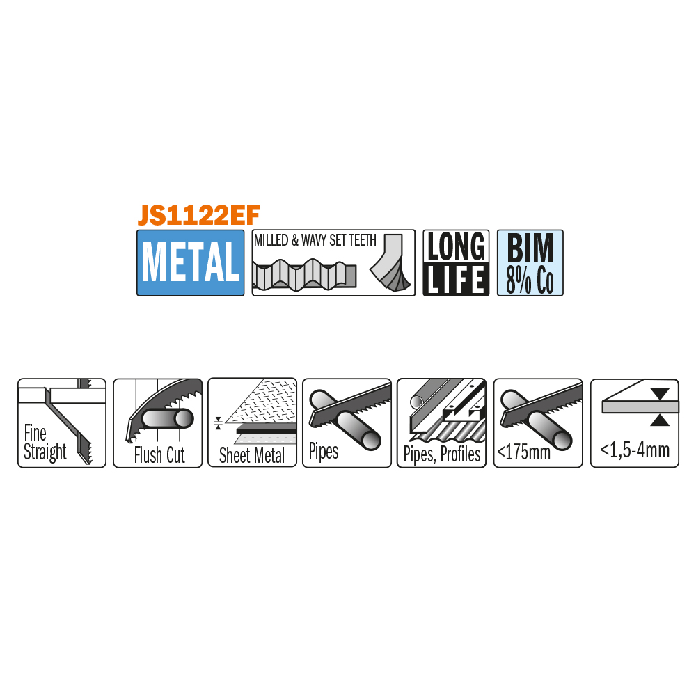 Sabre blades for cutting sheet metal, pipe and profiles