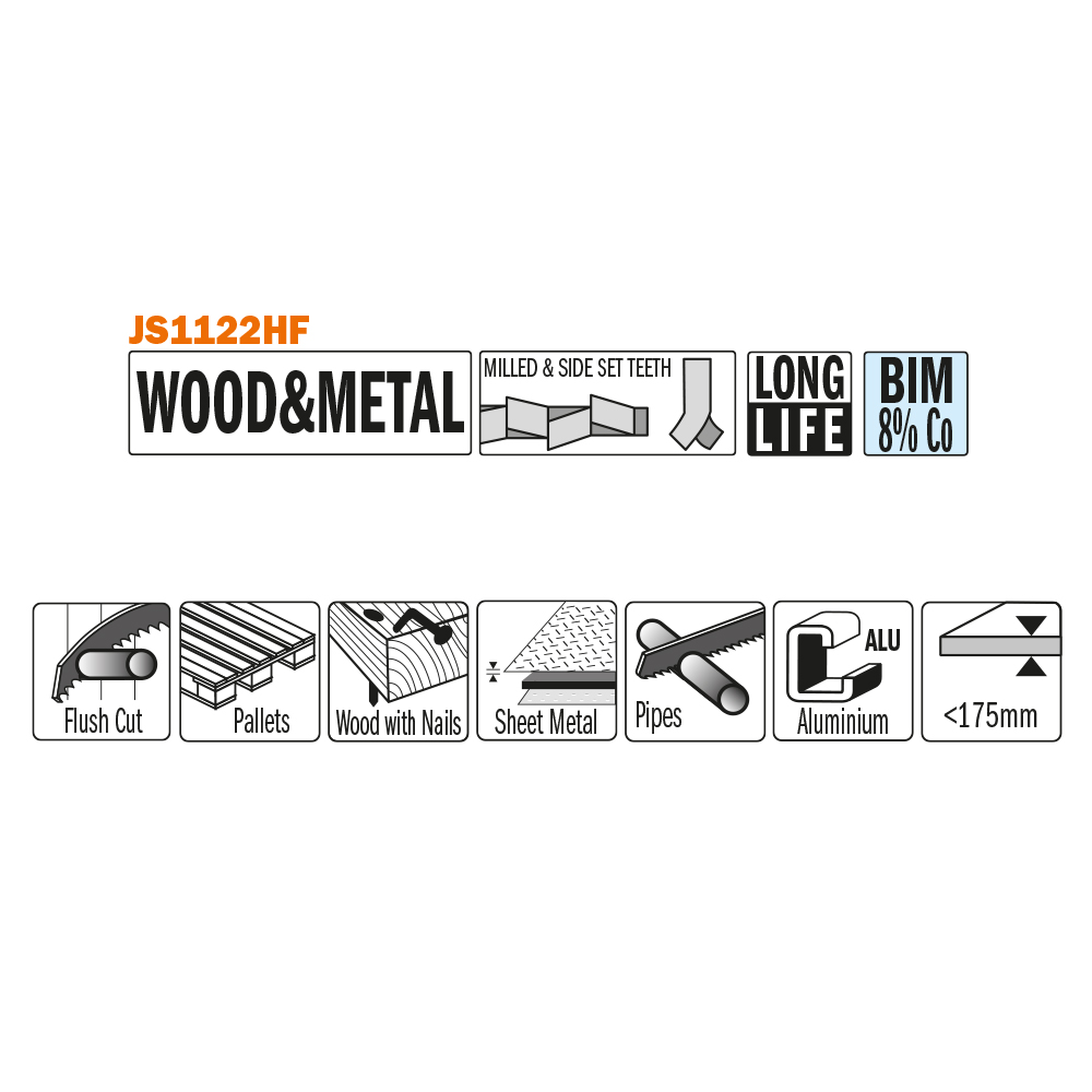 Sabre saw for pallet repair, wood with nailsl, metal and aluminium