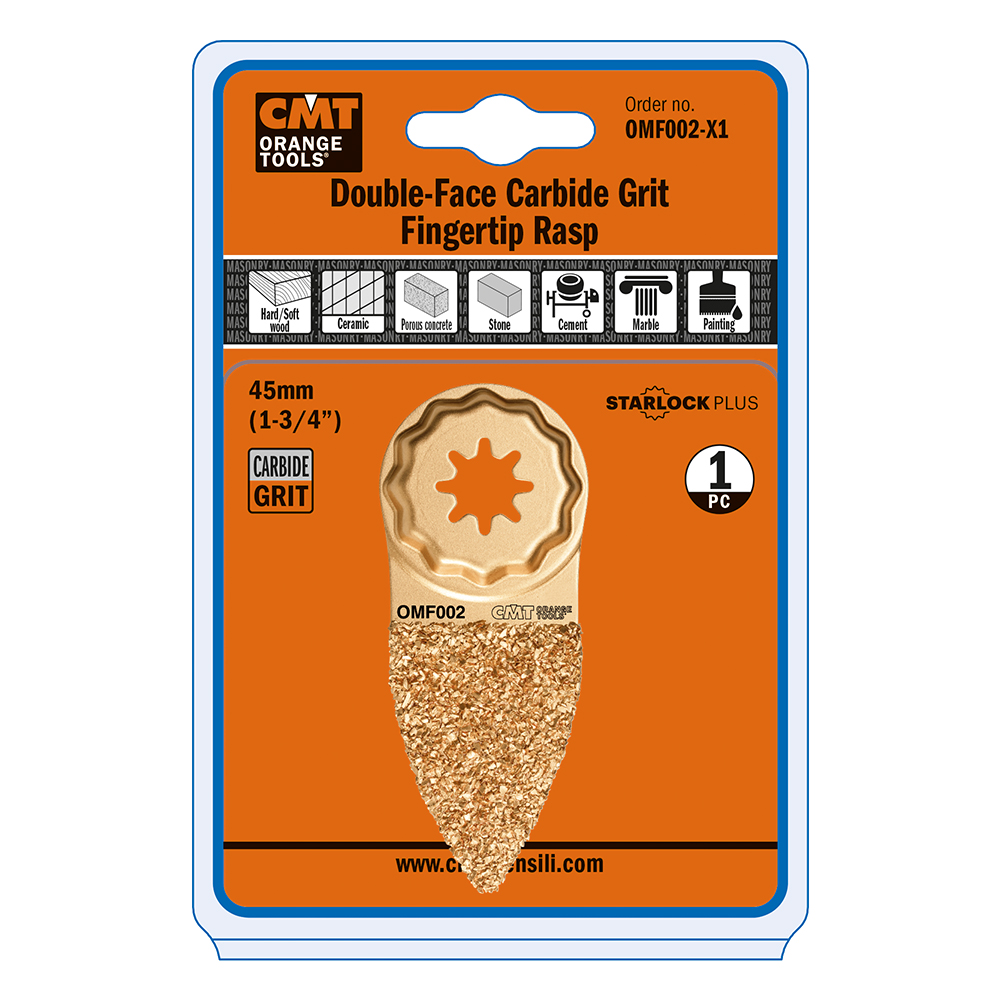45mm (1-3/4&quot;) Carbide Grit Fingertip Rasp, Double-Sided