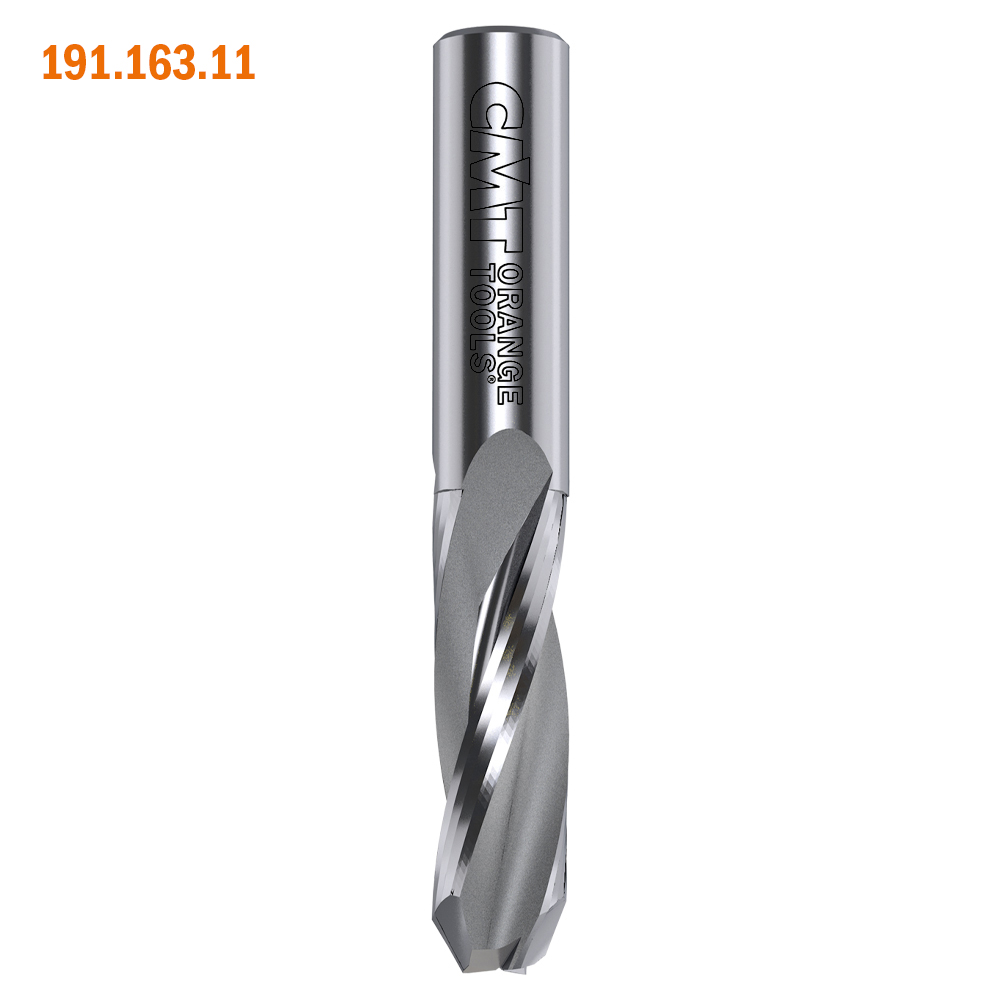 Solid carbide upcut spiral bits for 60° V-point locksets