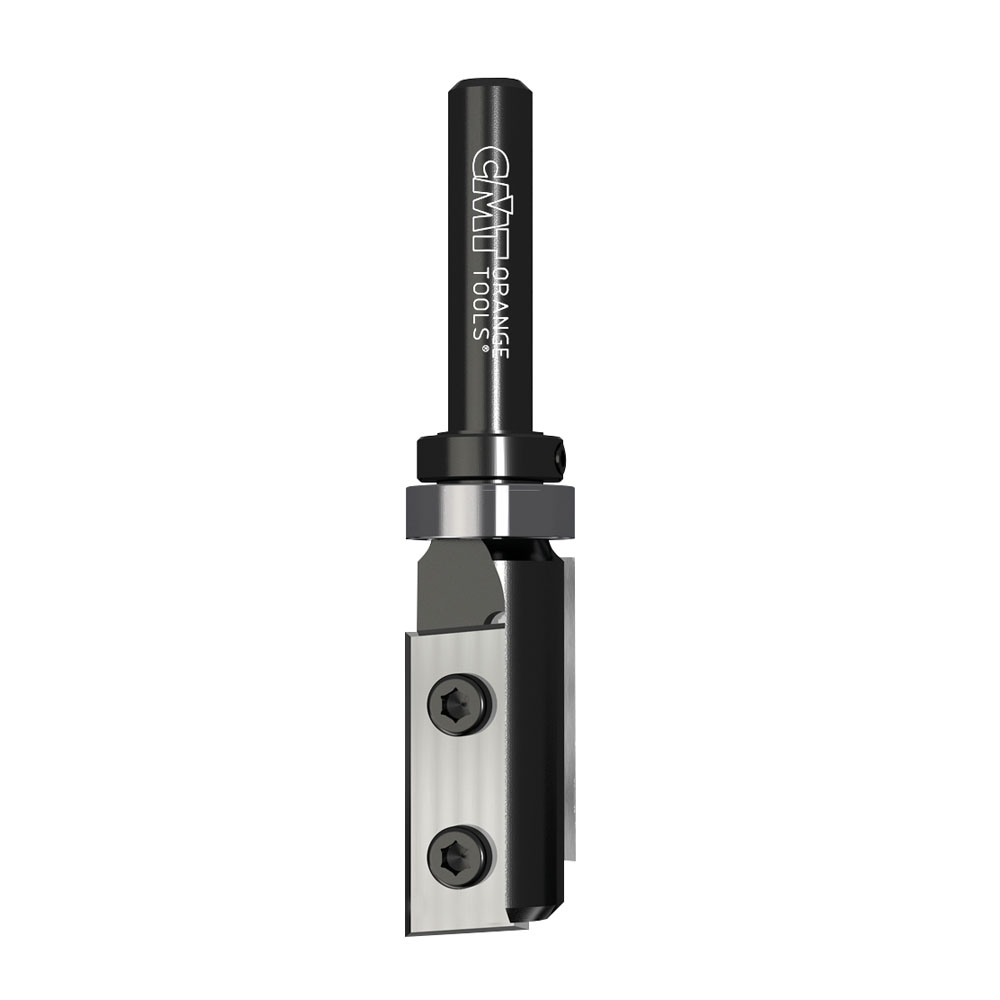Straight router bits with indexable knives for laminates