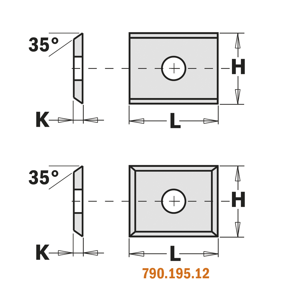 Indexable knives HWM - 2/4 cutting edges 35°