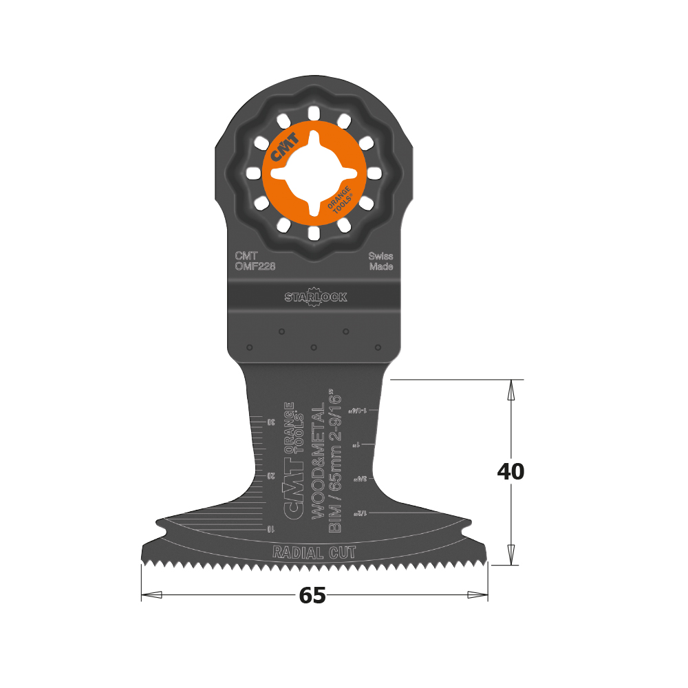 65mm (9/16&quot;) Radial Blade for Wood &amp; Metal