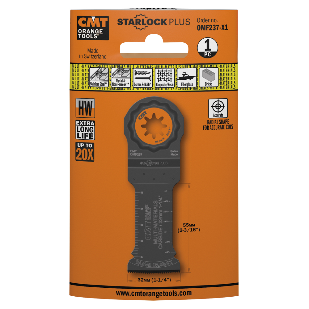 32mm (1-1/4")/80mm Radial Blade for Wood and Metal