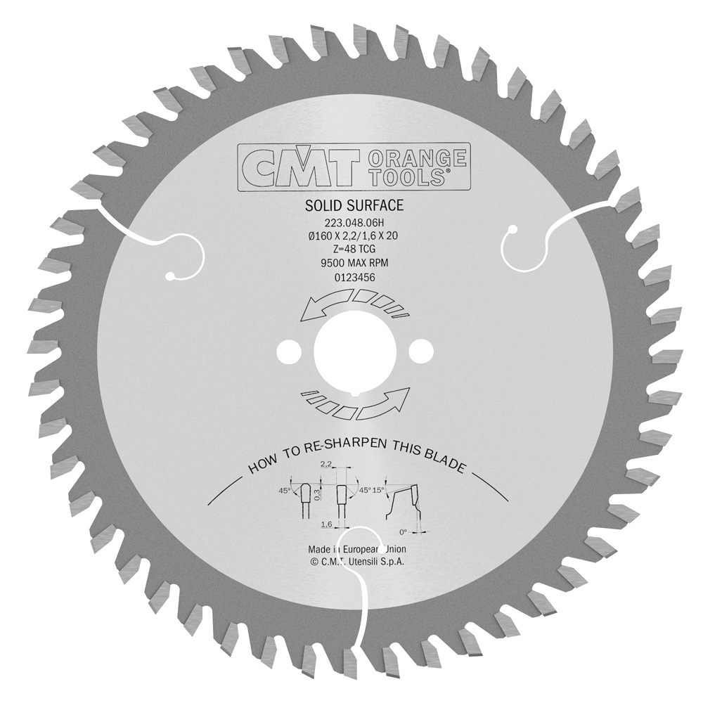 Sierras circulares para Corian®, Wilsonart®, Gibralter®, Varicor®, linea industrial