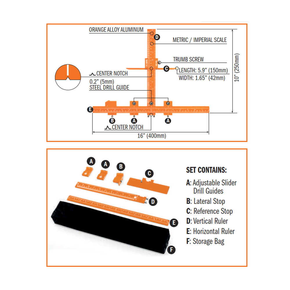 CABINET HARDWARE JIG GUIDE FOR HANDLES