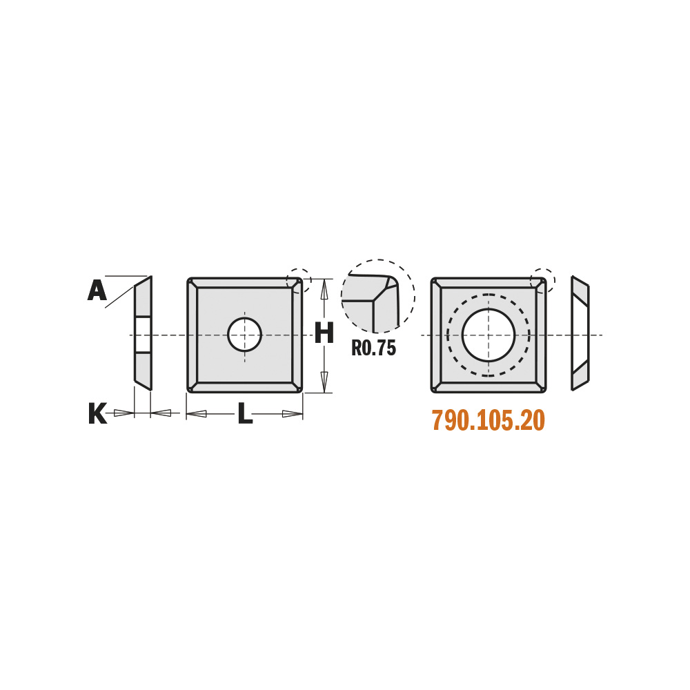 HWM Indexable knives - 4 cutting edges - 30°