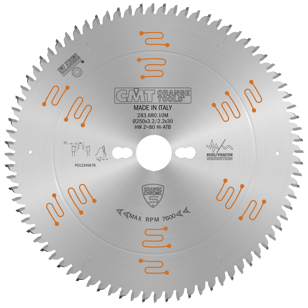 Industrial low noise &amp; chrome coated cut-off circular saw blades for two-sided melamine