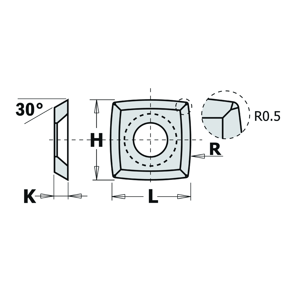 HWM Indexable knives - 4 cutting edges - 30°